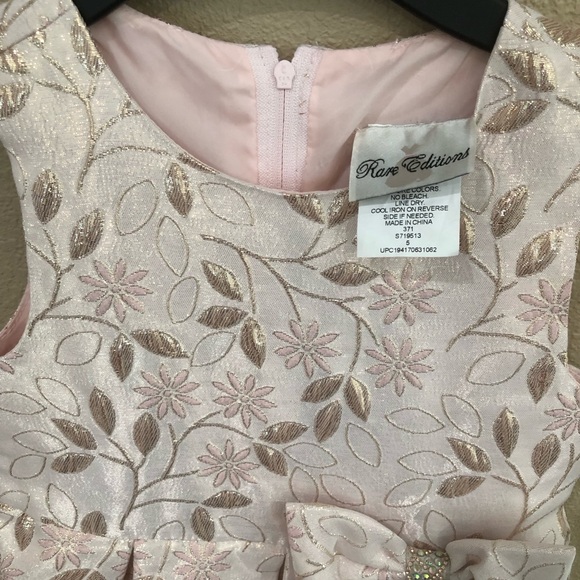 Rare Editions Toddler Girl Floral Brocade Dress With Side Bow Size 5T - Picture 7 of 9